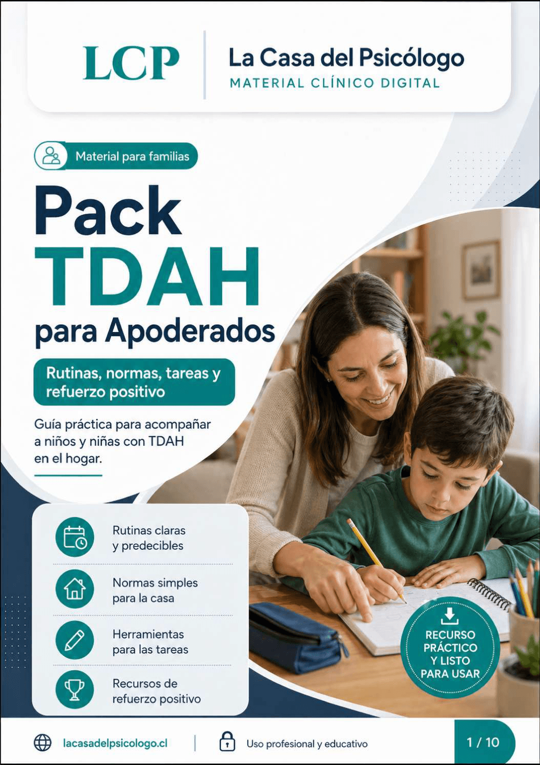 Pack TDAH para Apoderados: Rutinas, normas y refuerzo